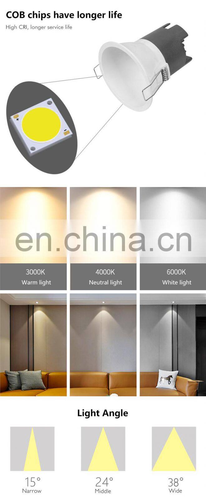 High Quality Dali Frame Recessed Profile Adjustable Fixture 3 Color CCT Spotlight Led Spot Light