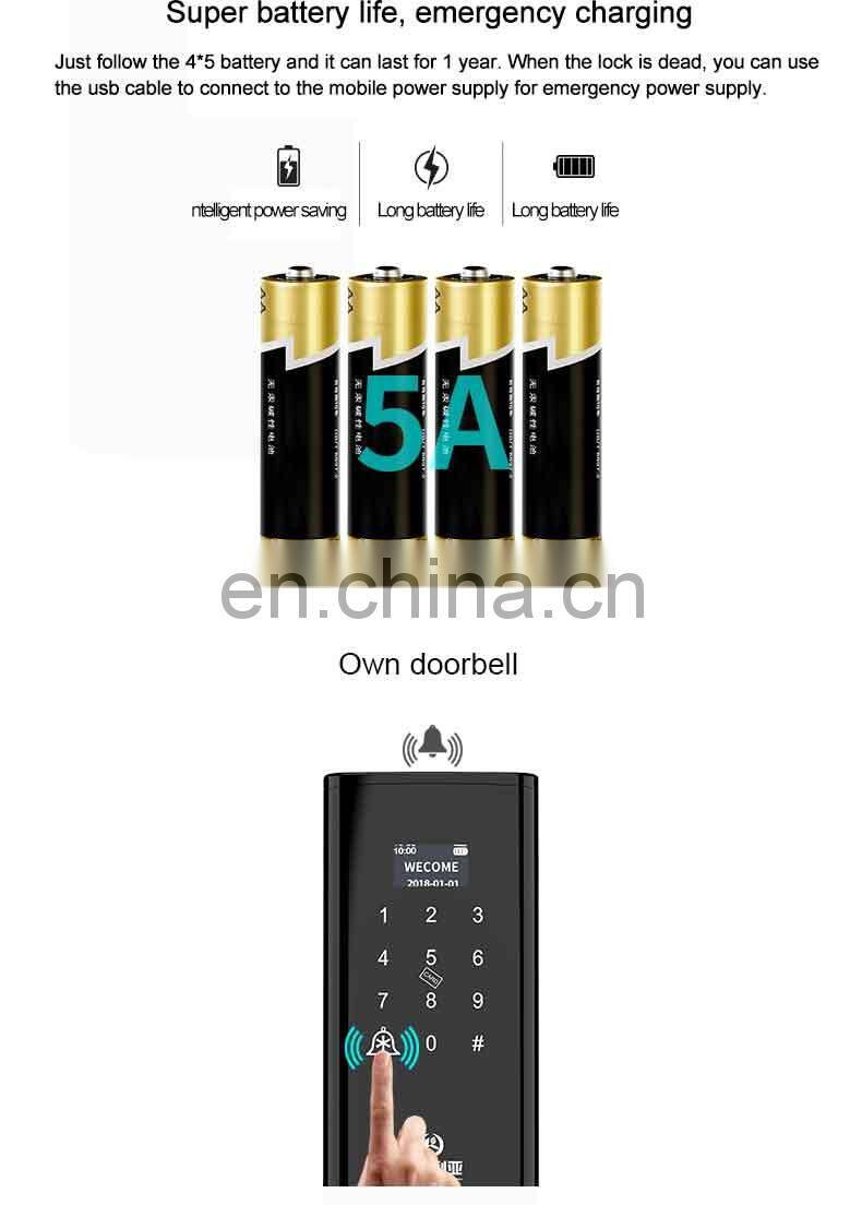 High Security Fingerprint Keypad Smart Door Lock unlock with Code, Card, Fingerprint ,handle and key