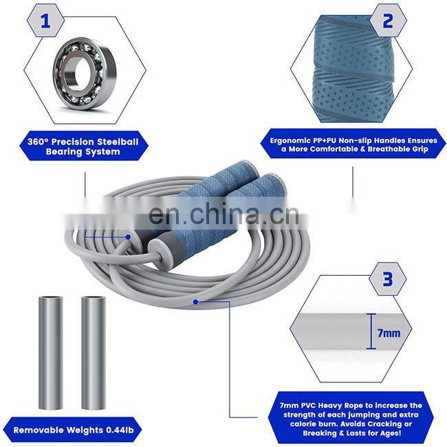 1LB Heavy Weighted 3mJump Ropes With Comfort Grip Weight Skipping Rope