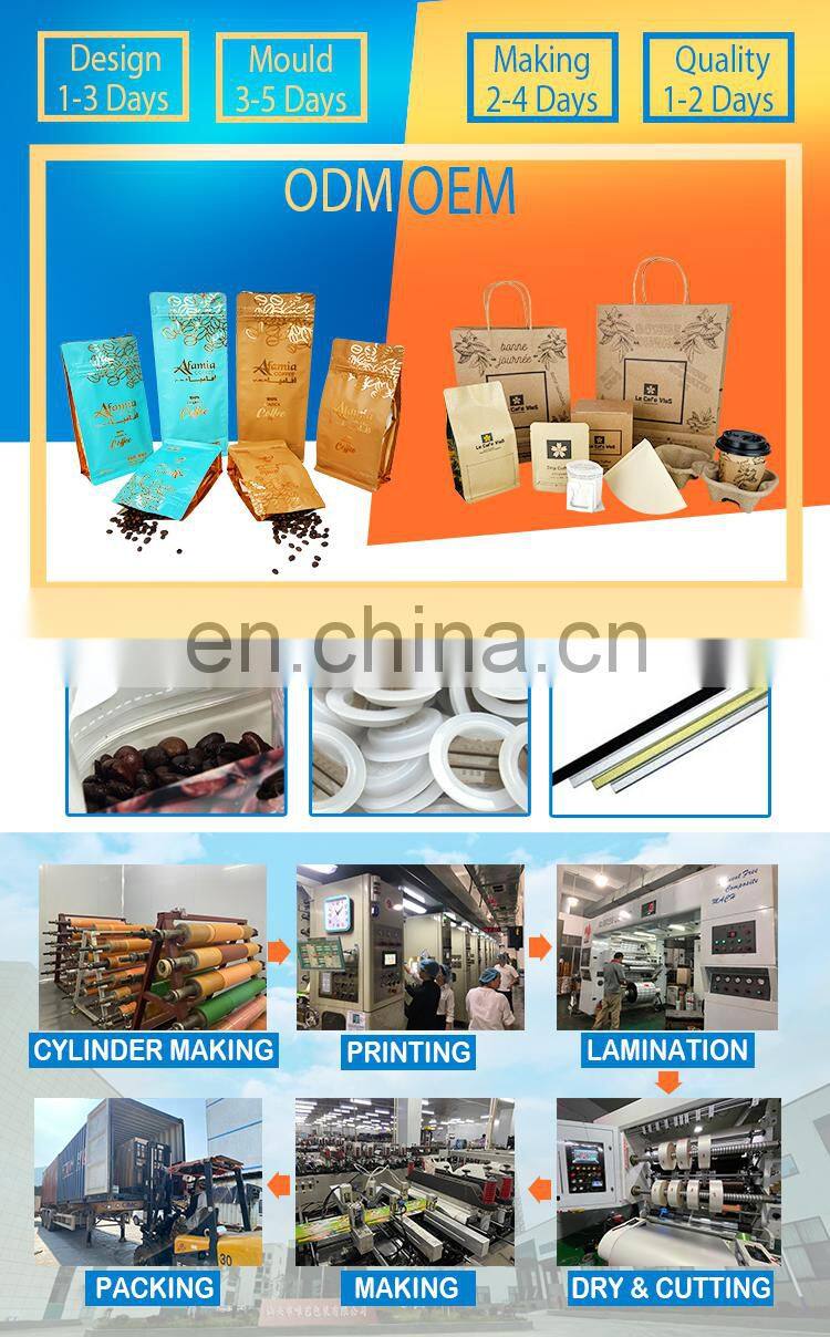 Custom printing bolsa de cafe aluminum foil flat bottom stand up pouch packaging ethiopia coffee bags with valve and zipper