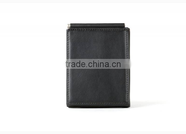 Super smooth leather money clip wallet with multiple cards and flat pocket purse