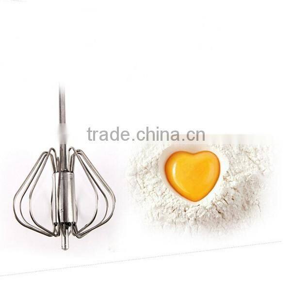 14'' Red silicone + stainless steel egg hand whisk semi-auto rotating whisk novelty silicone coated egg whisk