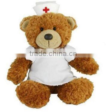 Plush nurse bear toy/handmade stuffed plush toy bear/doctor plush bear toy