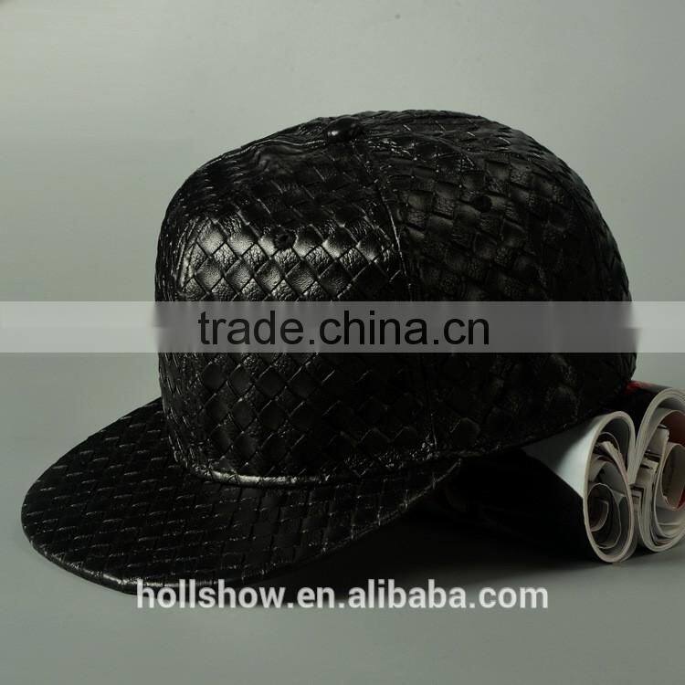 Latest Fashion Trend All Match Weave Design Plain Flat Brim Caps Blank Snapback