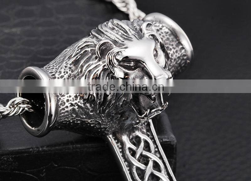 Best selling product stainless steel lion head pendants punk animal pendant designs