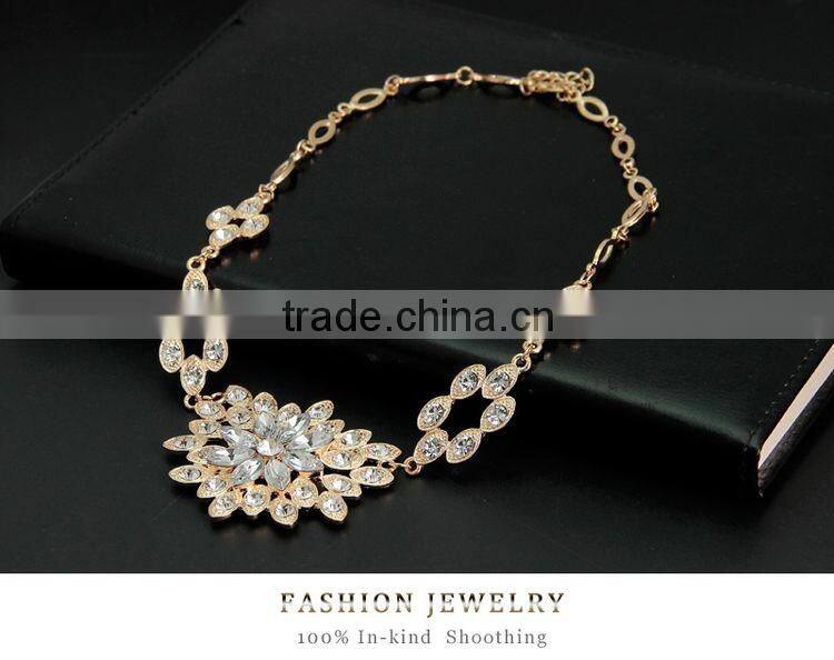 Women Bridal Wedding Jewelry Sets Charm Crystal Flower Pendant Jewelry Sets Shininy Bijoux Femme 2016