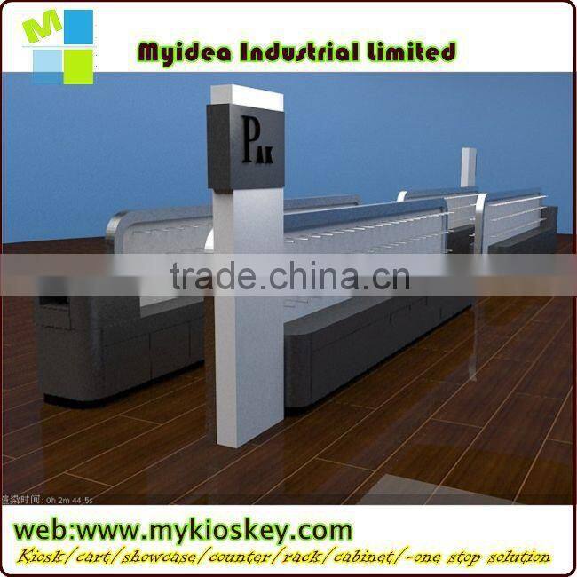 New design hot sale tempered glass wood cell phone kiosk for cell phone shop cellphone store display fixture