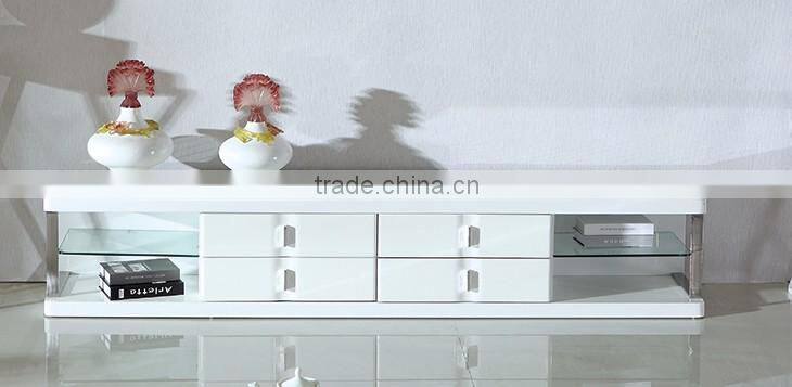 Armored glass tv stand model with showcase