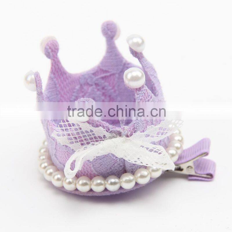 New Princess Crown Hairpins Hair Accessories Resin Diamond Pearls Girls Tiaras Headwear Baby Xmas Dancing Party Hair clipCB-3606