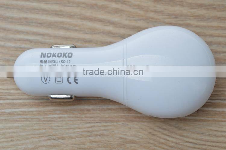 new design 3 in 1 jewel usb car charger with LED light