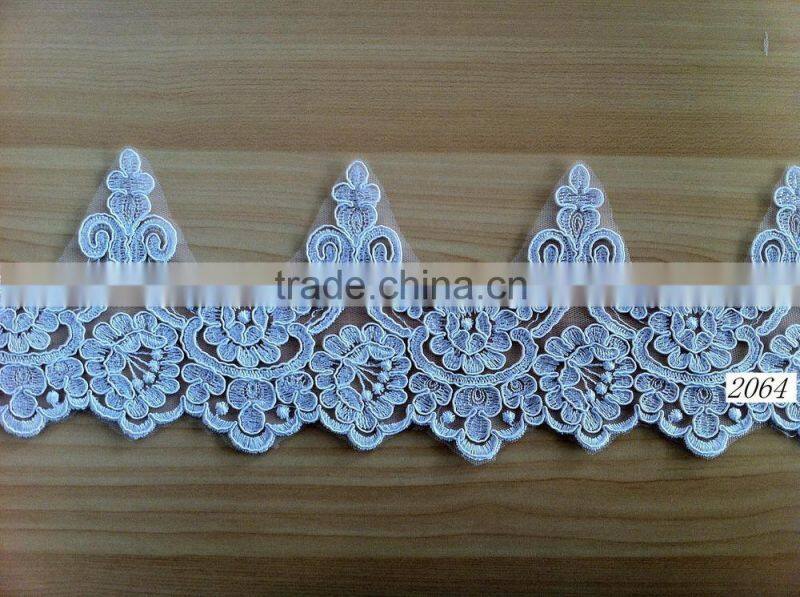 2015 new design white alencon lace trim
