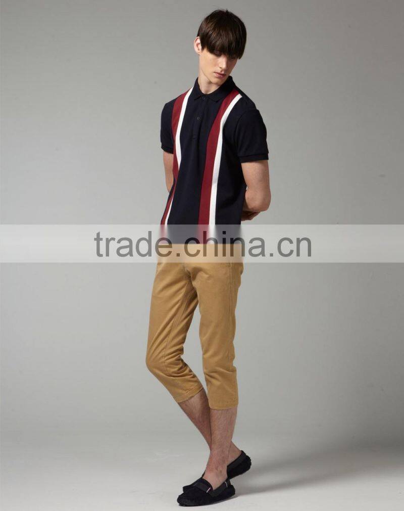 Vertical Striped Mens Polo Shirt / 60 % Cotton 40% Polyester Polo Shirt / Design Color Combination Polo T Shirt