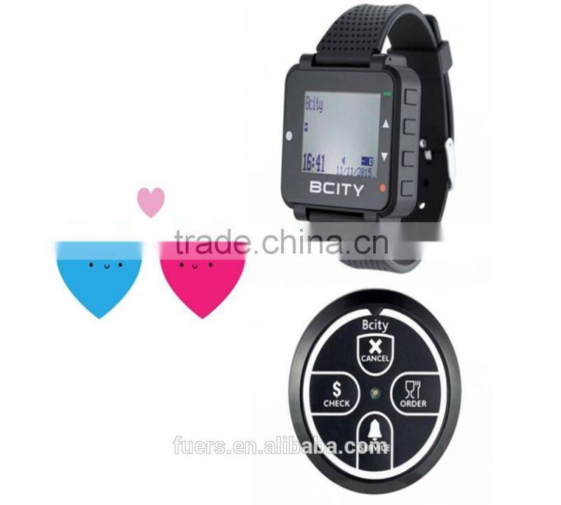 Best seller 300M call range watch pager and button restaurant table call system