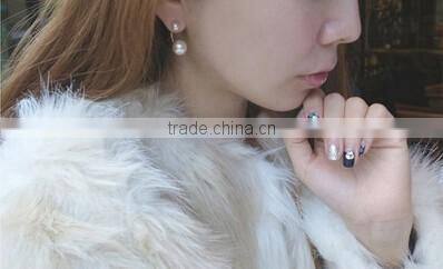 BEST SELLING Ladies pearl Stud Earrings 1x2" Double Pearl Earrings/