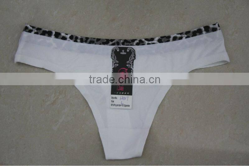 2014 Mature Ladies Contrast Design Leopard Print Tape Laser Cut Panty