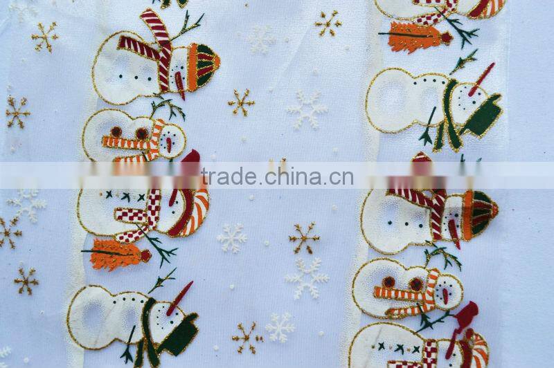 Polyester Organza Printed Fabric Snow man Design 237