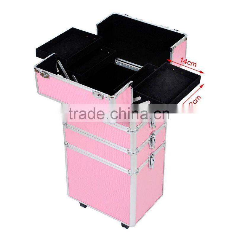 4 in 1 Makeup Nail Case Vanity Hairdressing Cosmetics Beauty Box Trolley