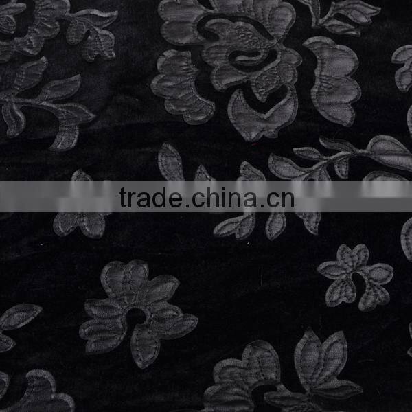 lint bottom pu leather laser cutting flower embroidery fancy dress fabric