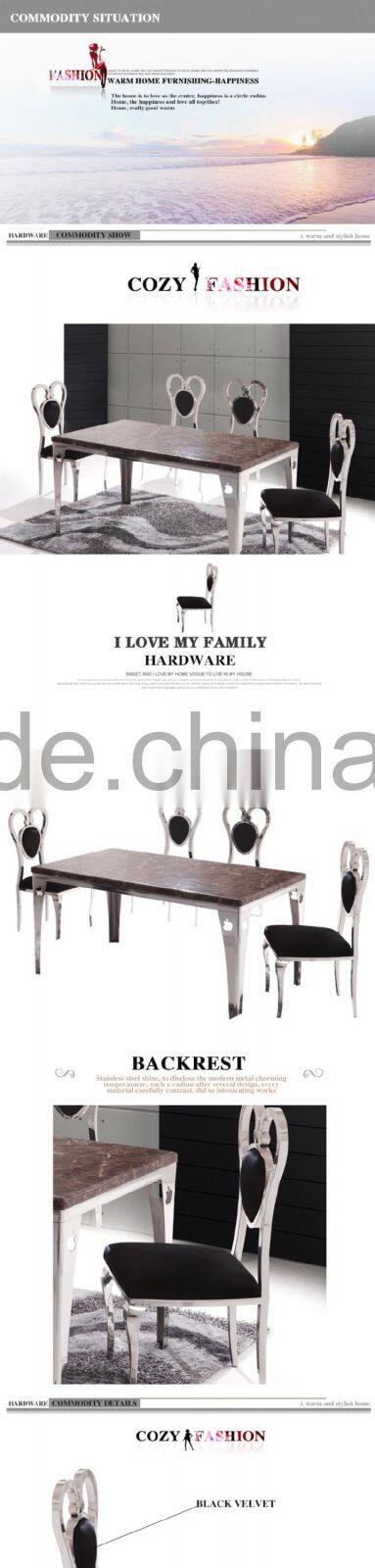 stainless steel with velvet fabric heart shaped back wedding chair