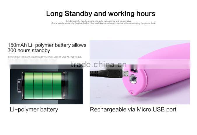 2016 mini selfie stick with bluetooth shutter button,Custom Handheld bluetooth selfie stick Monopod Stick