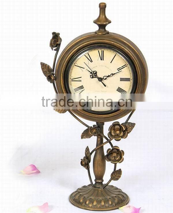 Handmade antique brass table clock for decoration
