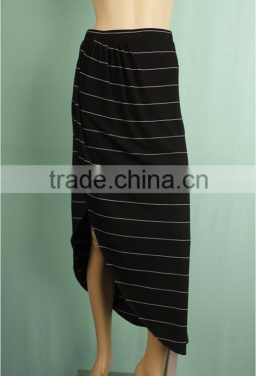 2016 Midi white strip fashion ladies side skirts
