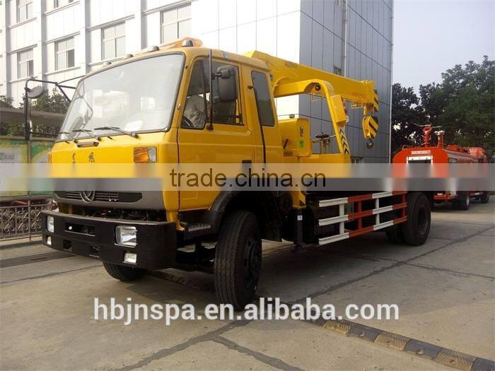 right hand drive yellow color Flatbed Wrecker truck With Crane 5ton