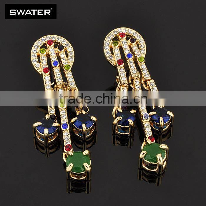 China Supplier Green Gemstone Gold Tassel Necklace Long Set