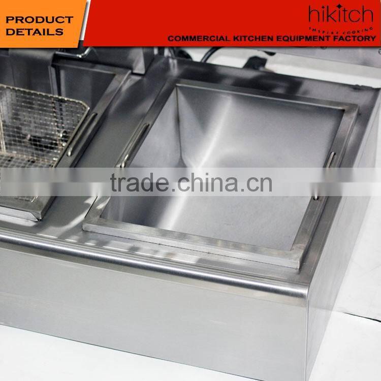 kitchen equipment double tanks electric deep fryer machine with thermostat