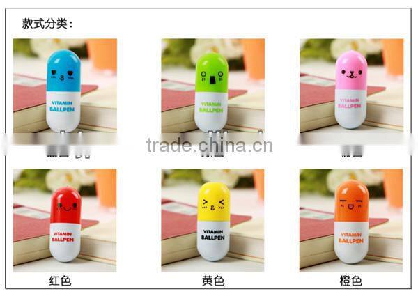 Mini Multicolor Cute Capsule Shape Samll Ball Pen , Cheap Plastic Gift Pens For Kids
