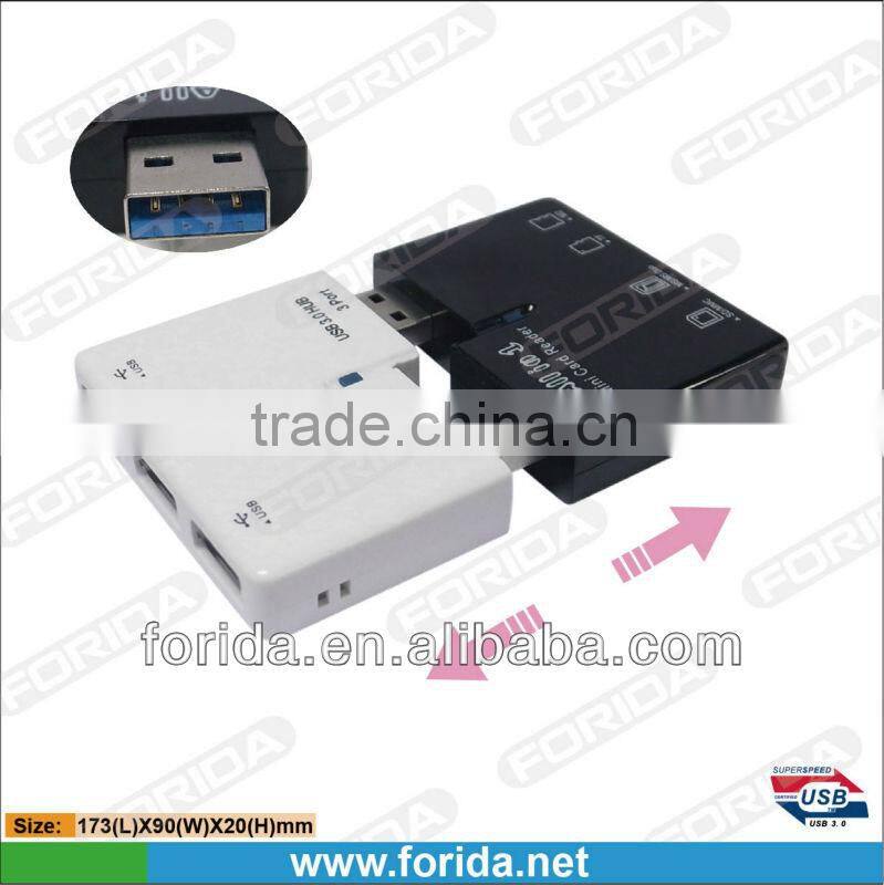3 ports hub & 4 slots card reader(SD/MS/M2/TF) usb combo