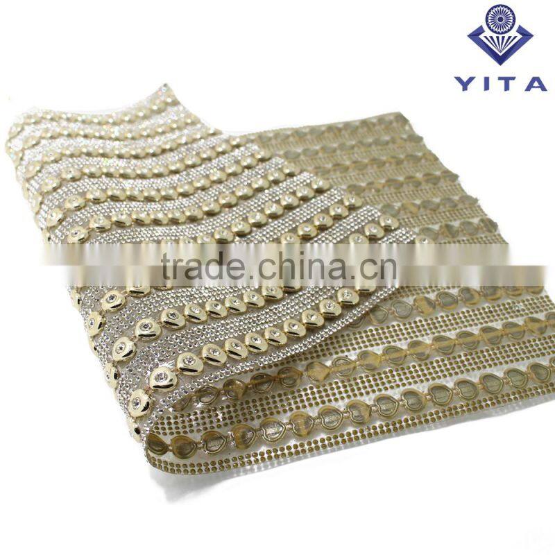 glue back crystal hot fix rhinestone mesh sheet trimming for shoe and cloth
