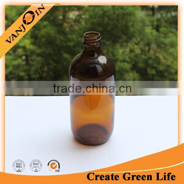 Boston Round 16oz Amber Glass Bottle