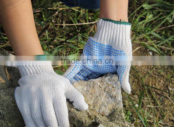 Blue PVC Dotted Cotton Glove/ PVC Dots Work Glove