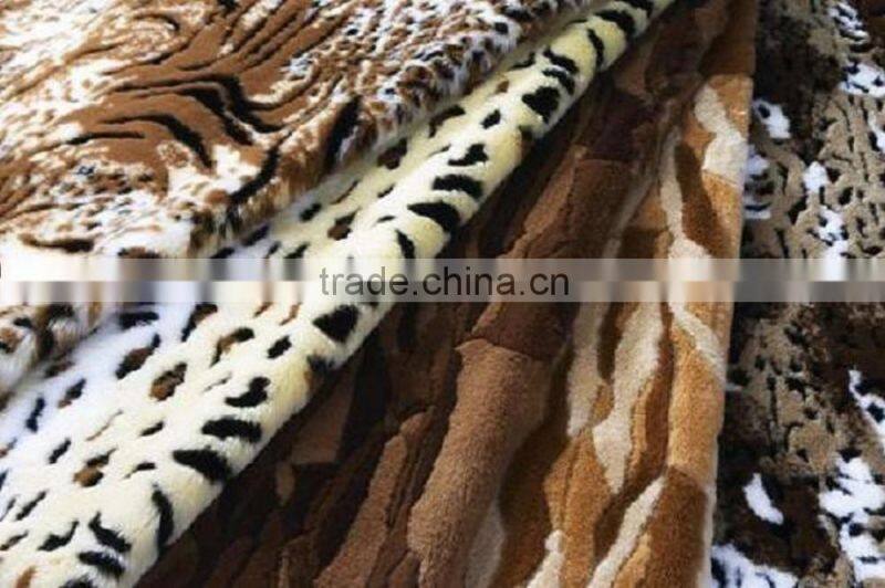 2015 acrylic printed animal faux fur fabric
