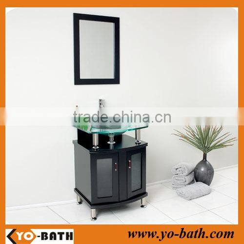 24 inch bathroom mdf bathroom vanity with glass basin