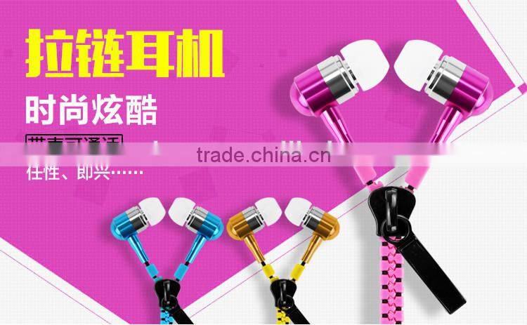 High Quality Zipper Earphone with Mic