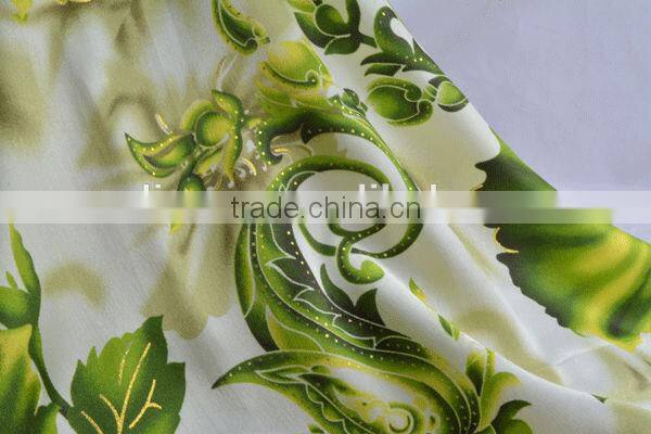Mulinsen Textile Polyester Printed Green Satin Fabric
