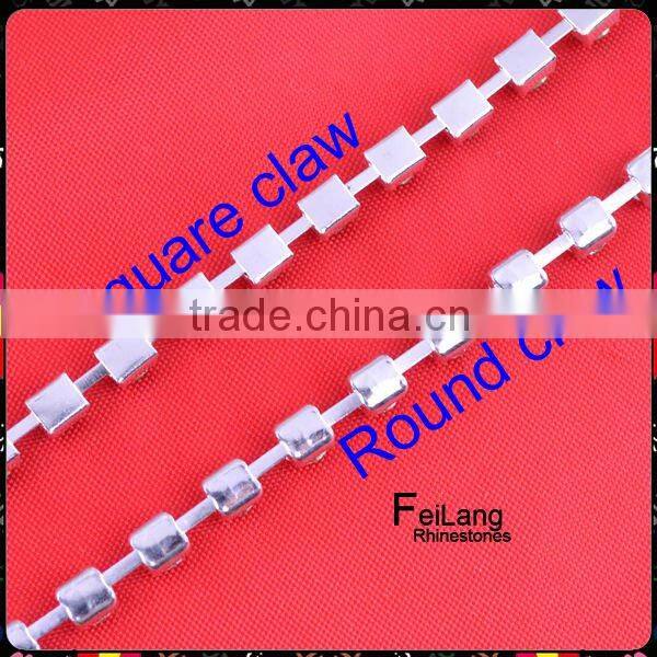 Lt col topaz rhinestone cup chain silver claw,MOQ 50m paypal accepted,sparse chain,rhinestone chain for crown