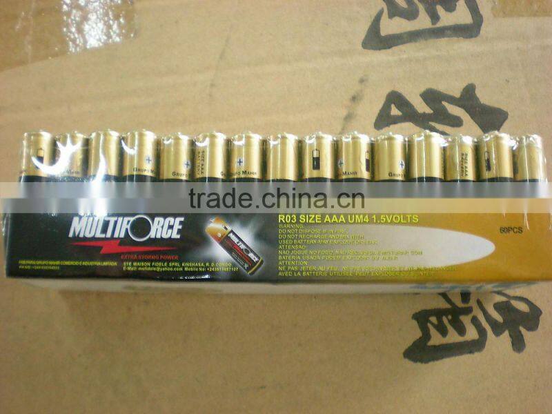 4 PACK multiforce Shrink Wrap R03 SIZE AAA UM4 1.5V Battery FOR torch light