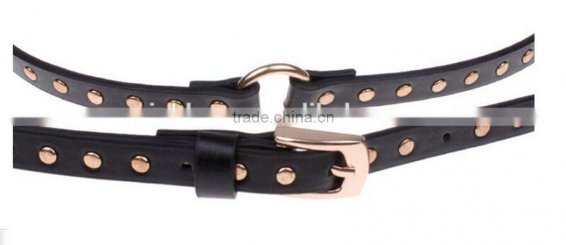 European and Ameraica punk style ladies' and women's fahsion black extra long double-circle wearing viret slim waist belt f