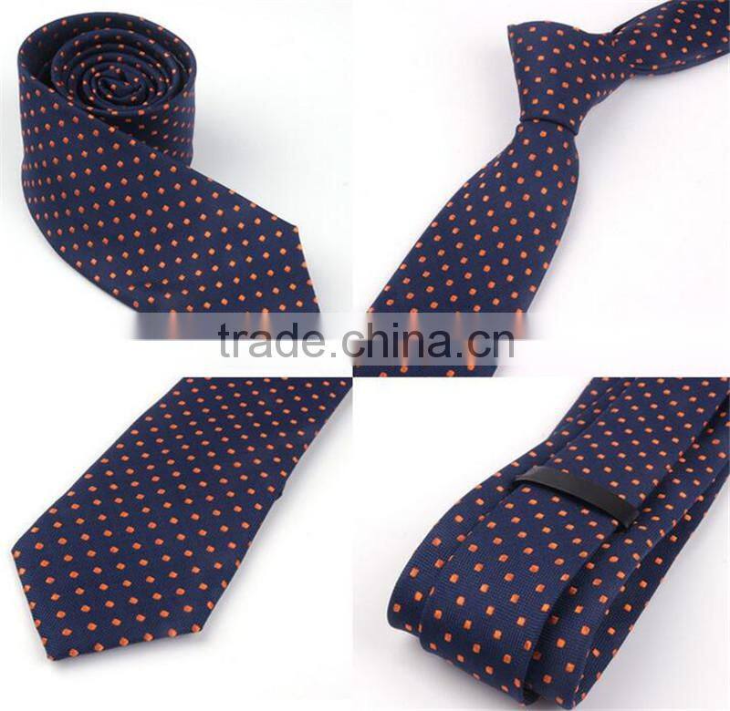 Slim Necktie Plain Color Jacquard Polyester Woven Tie For Men