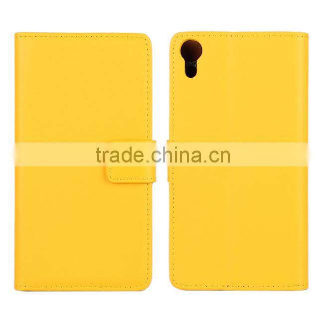 Plain Wallet Genuine Leather Case Cover For Sony Xperia Z4