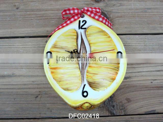 Cute ceramic emboss clock decorative hang wall clock