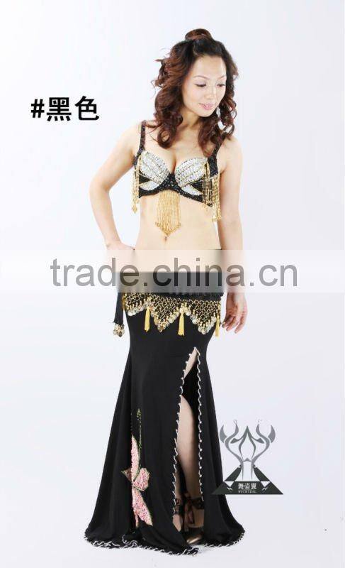 2012 new hot fashion professional belly dance accessories,sexy sequin tassels blue belly dance bra tops (202#)