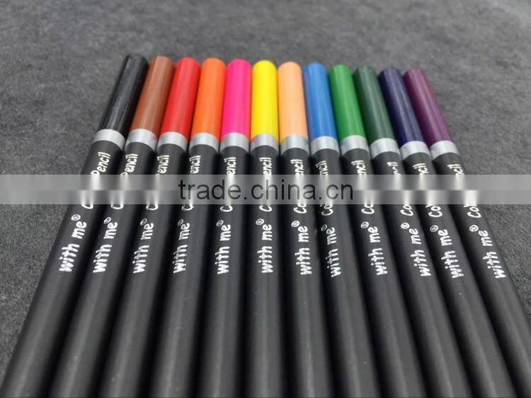 12c 7 inch High quality color dipped matt black round bar color pencil