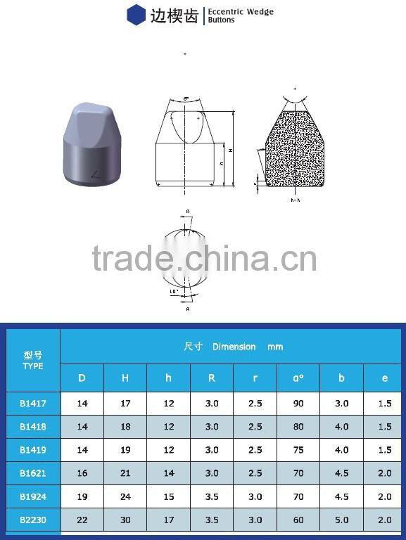 tungsten cemented carbide Eccentric wedge buttons for tricone bit