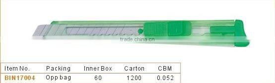 Knife cutter with transparent plastic handle