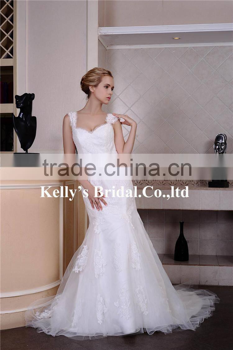 Appliqued lace & 2015 new arrival trumpet with belt western wedding bridesmaid dresses