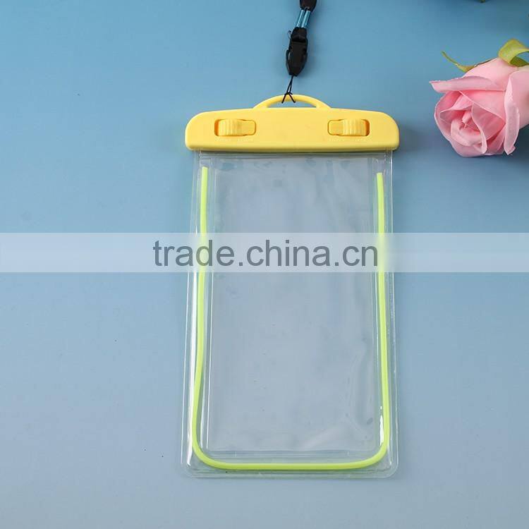 Plastic pvc waterproof bag for mobile phone with string / waterproof beach bag with zipper